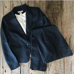 H & M Navy Linen Dress Pant Suit